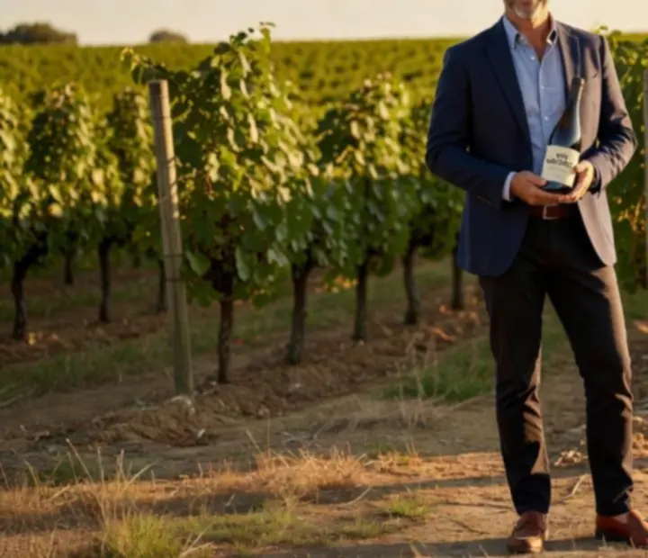 Portrait d'un vigneron français dans son chai