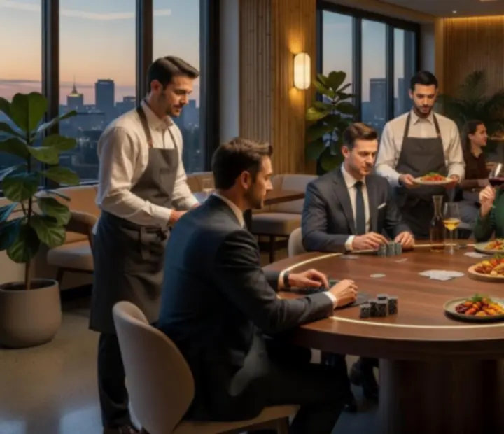 Événement privé dans le Lounge Poker Toopchoixfr avec tables de poker et service à table